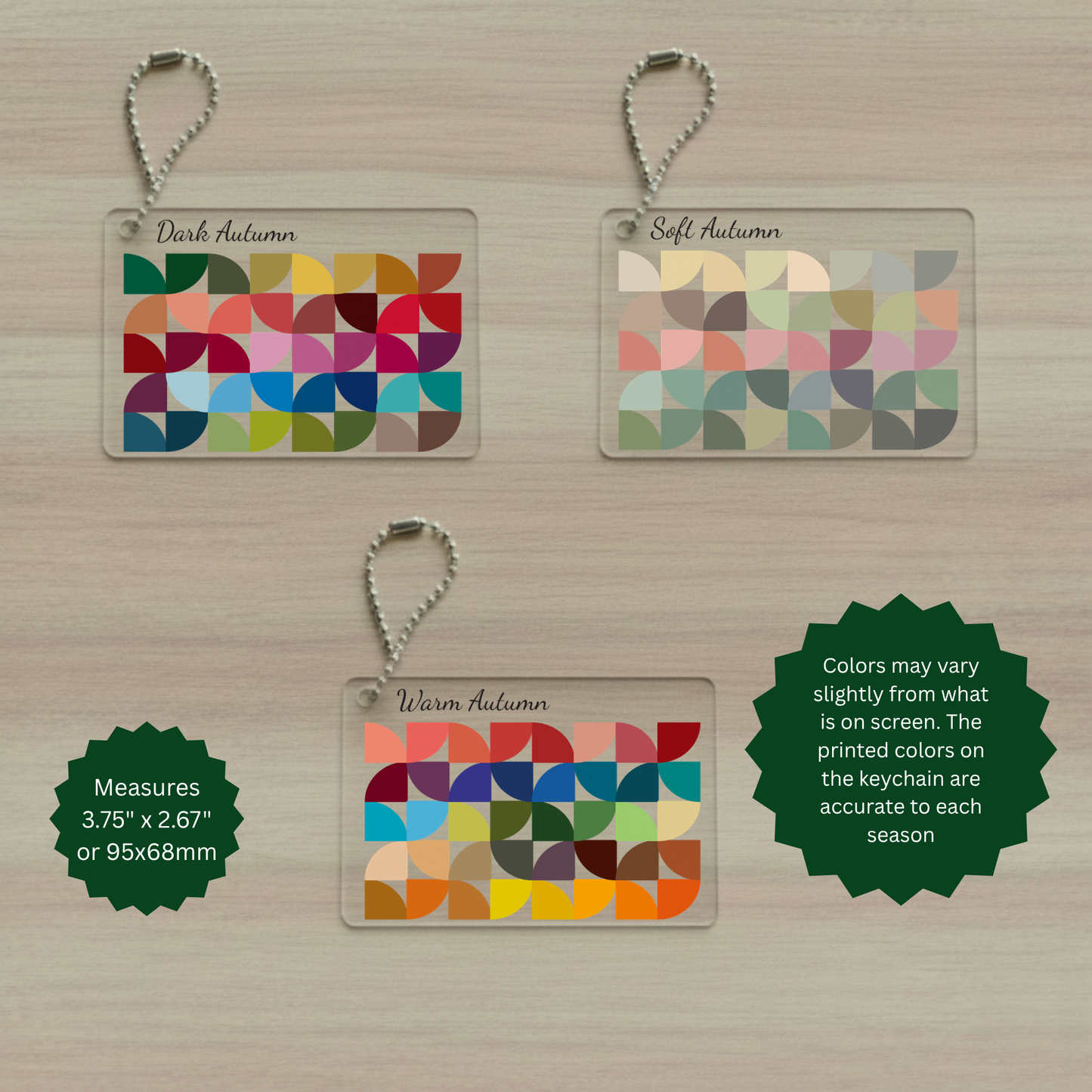 LARGE 12-Season PVC Color Palette Keychain